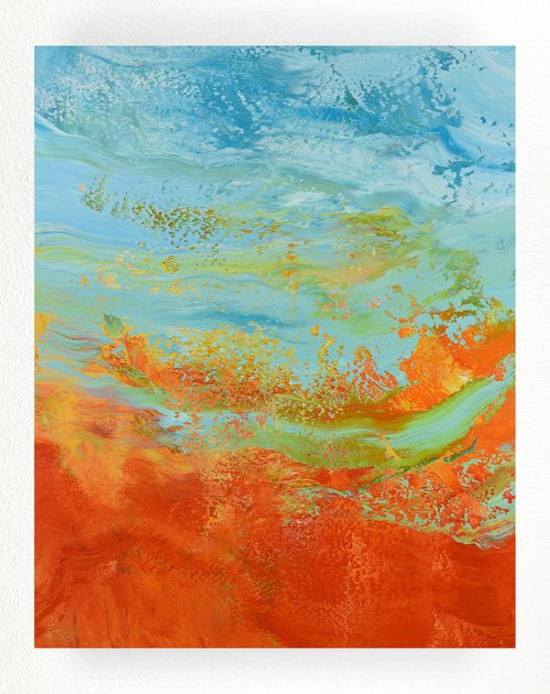Orange Blue Swirl - Vibrant Colorful Abstract by Suzanne Vaughan