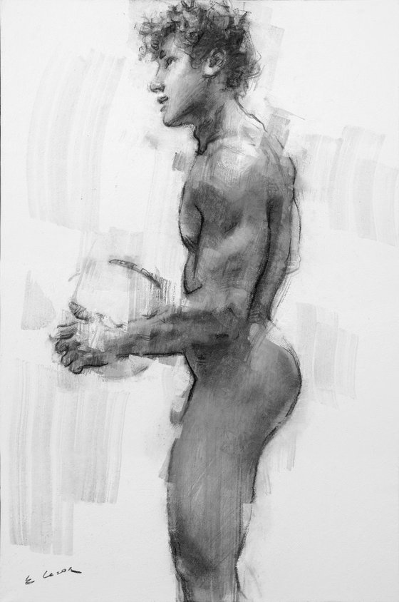 Charcoal drawing on paper "Athlet"