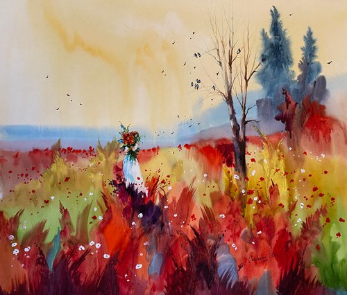 Watercolor “The endless beauty of nature” perfect gift by Iulia Carchelan