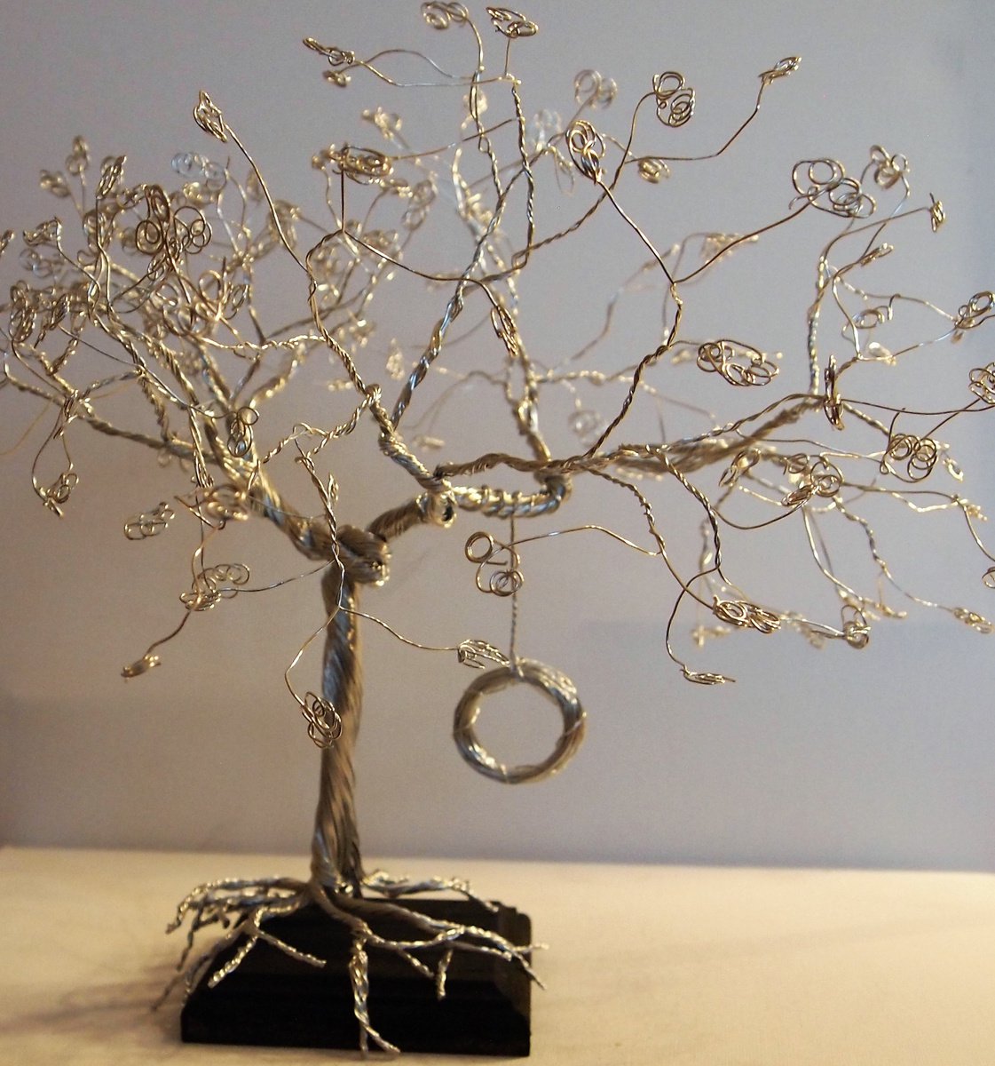 Silver wire Tree & swing Sculpture by Steph Morgan