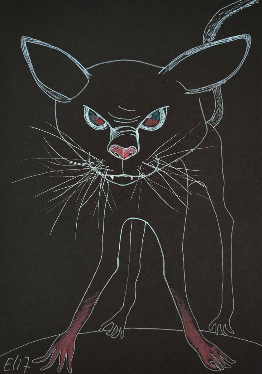 Expressive Animal Drawing By Elisheva Nesis, 9 X 13, Food! Now!, Original Artwork