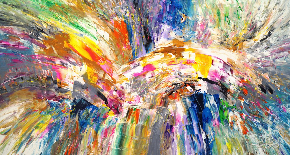 Abstract Acrylic Painting By Peter Nottrott, 61 X 33", Abstract Symphony C 1, Original Artwork