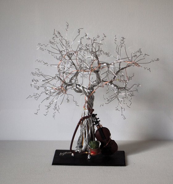 Silver Tree with violin and plant
