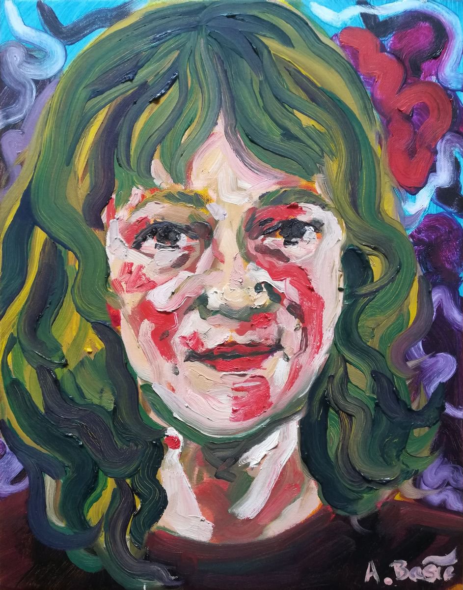 Expressive Portrait Oil Painting By Aleksandar Basic, 14 X 18, Fiona Rae, Original Artwork