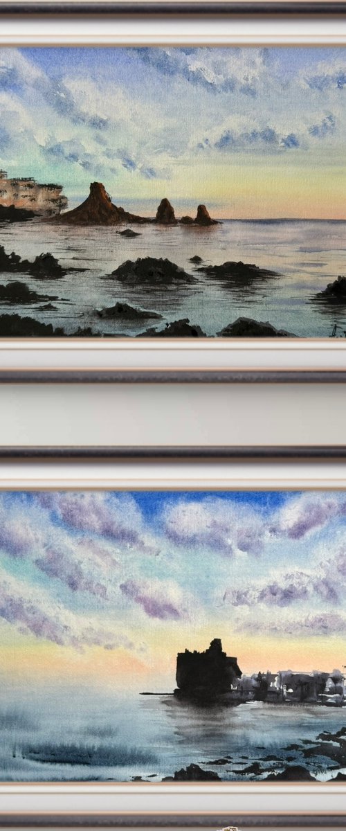 Diptych Tramonto in Sicilia by Yuliia Sharapova