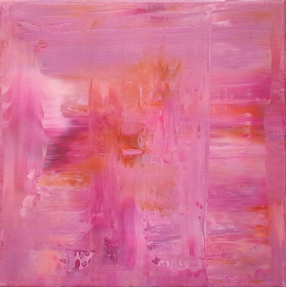 Behind the pink clouds - triptych abstract painting