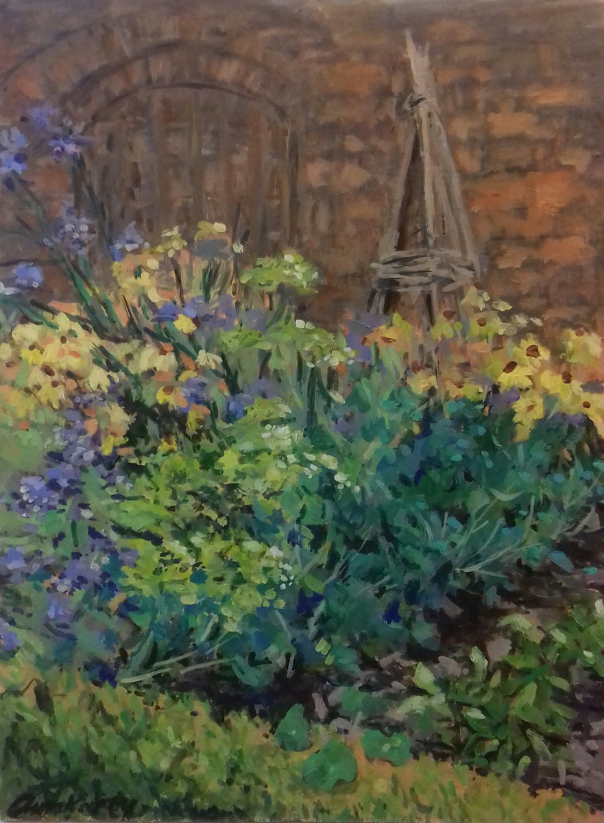 Heleniums and Cerinthe in the Summer Garden by Ann Kilroy