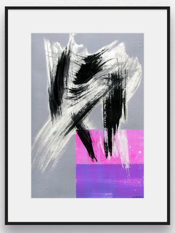 Bright Purple Abstract on Gray