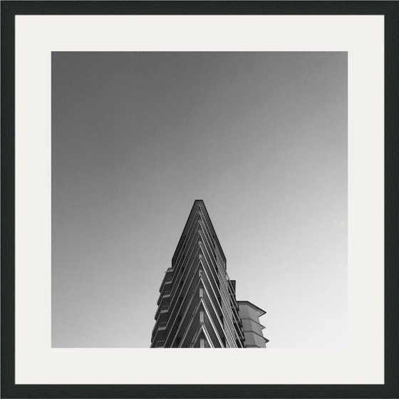 Miami-ish, Minimalist Black And White Architecture Print, 21x21 Inches, C-Type, Framed