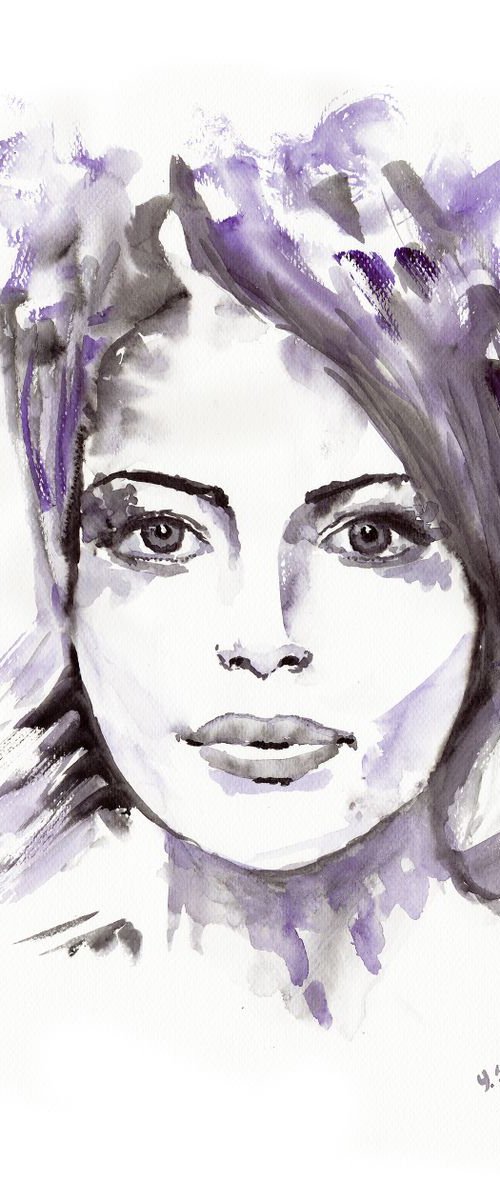 Abstract Watercolour women's portraits series. Scarlet by Yulia Schuster