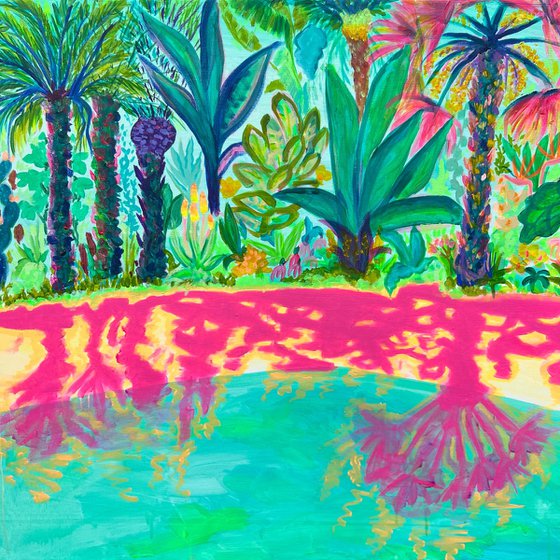Pink Shadows By The Pool