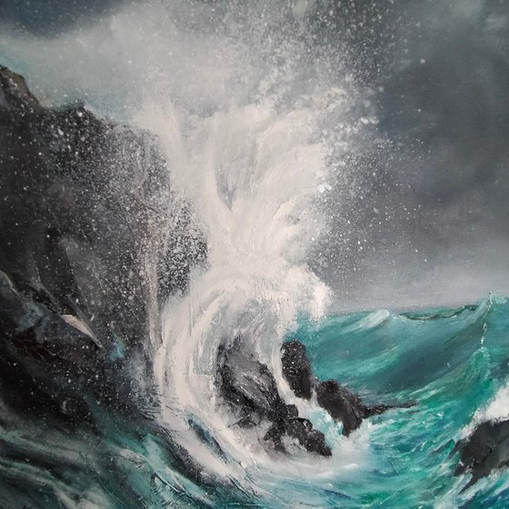Stormy Sea; original Seascape oil on canvas