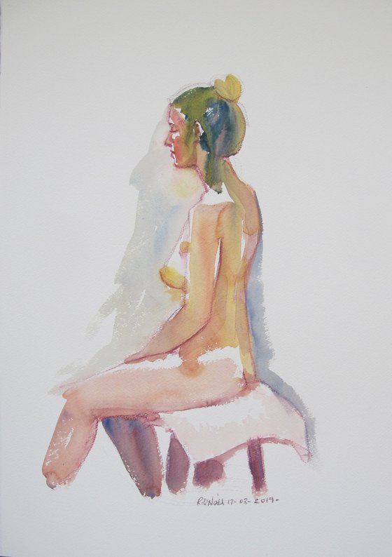 seated female nude