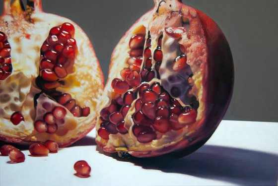 Still life with pomegranate , Original oil on canvas painting