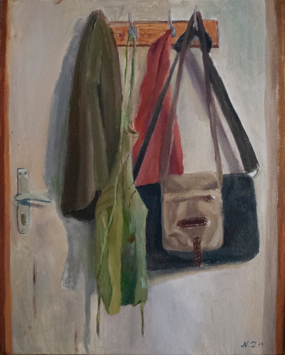 Photorealistic Still Life Oil Painting By Nikola Ivanovic, 9 X 12", Coat Hanger No.1, Original Artwork