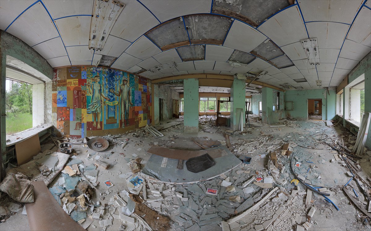 Photorealistic Cityscapes Photograph By Stanislav Vederskyi, 100 X 63", #18. Pripyat Post Office 1, Original Artwork