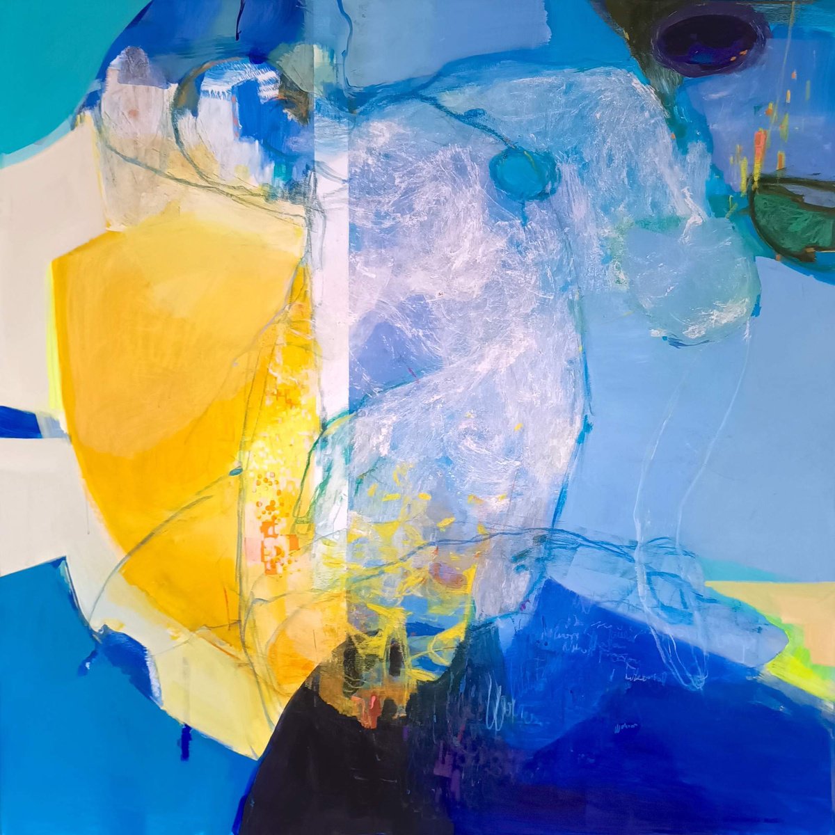 Organic Portrait Painting By Magdalena Morey, 47 X 47", The Freedom Of Dreams 3, Original Artwork