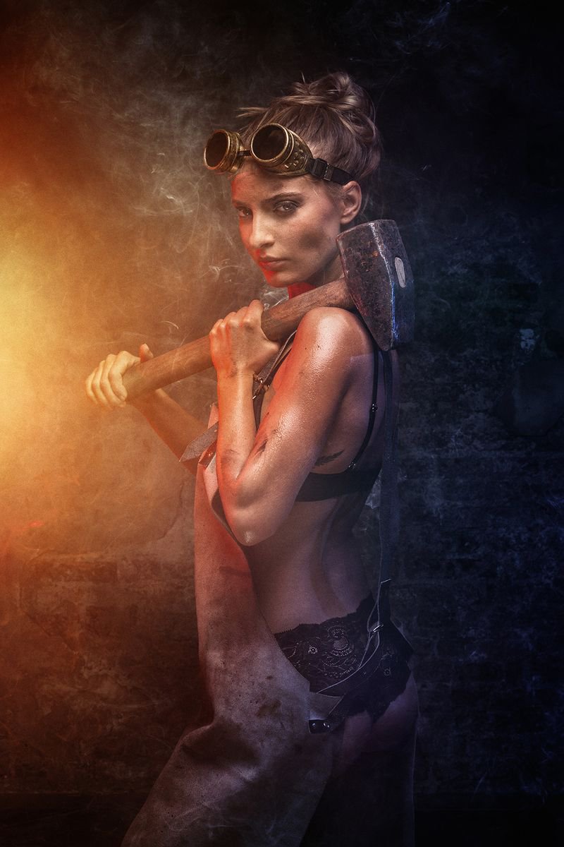 Photorealistic Portrait Photograph By Peter Zelei, 24 X 33", Iron And Steel V., Original Artwork