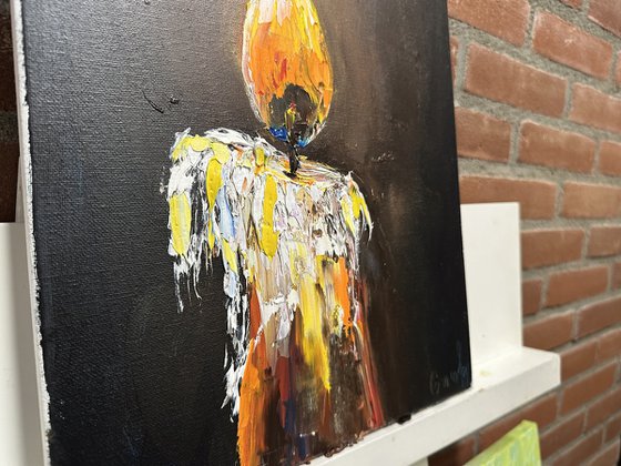 The candle is burning