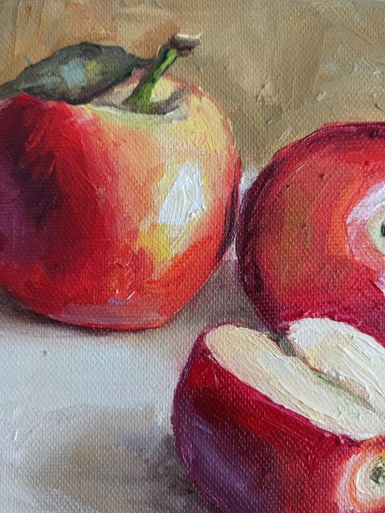 Scarlet red apple still life