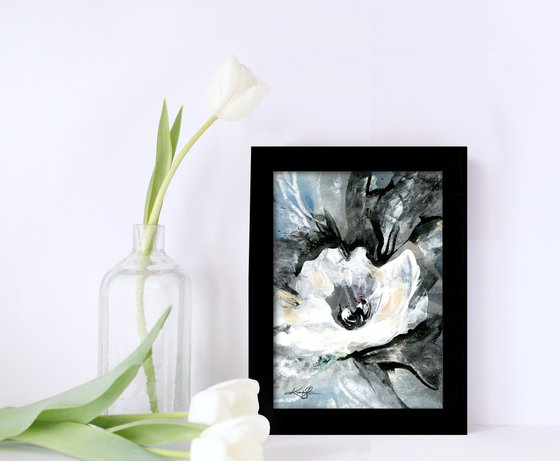 Midnight Blooms 7 - Framed Floral Painting by Kathy Morton Stanion