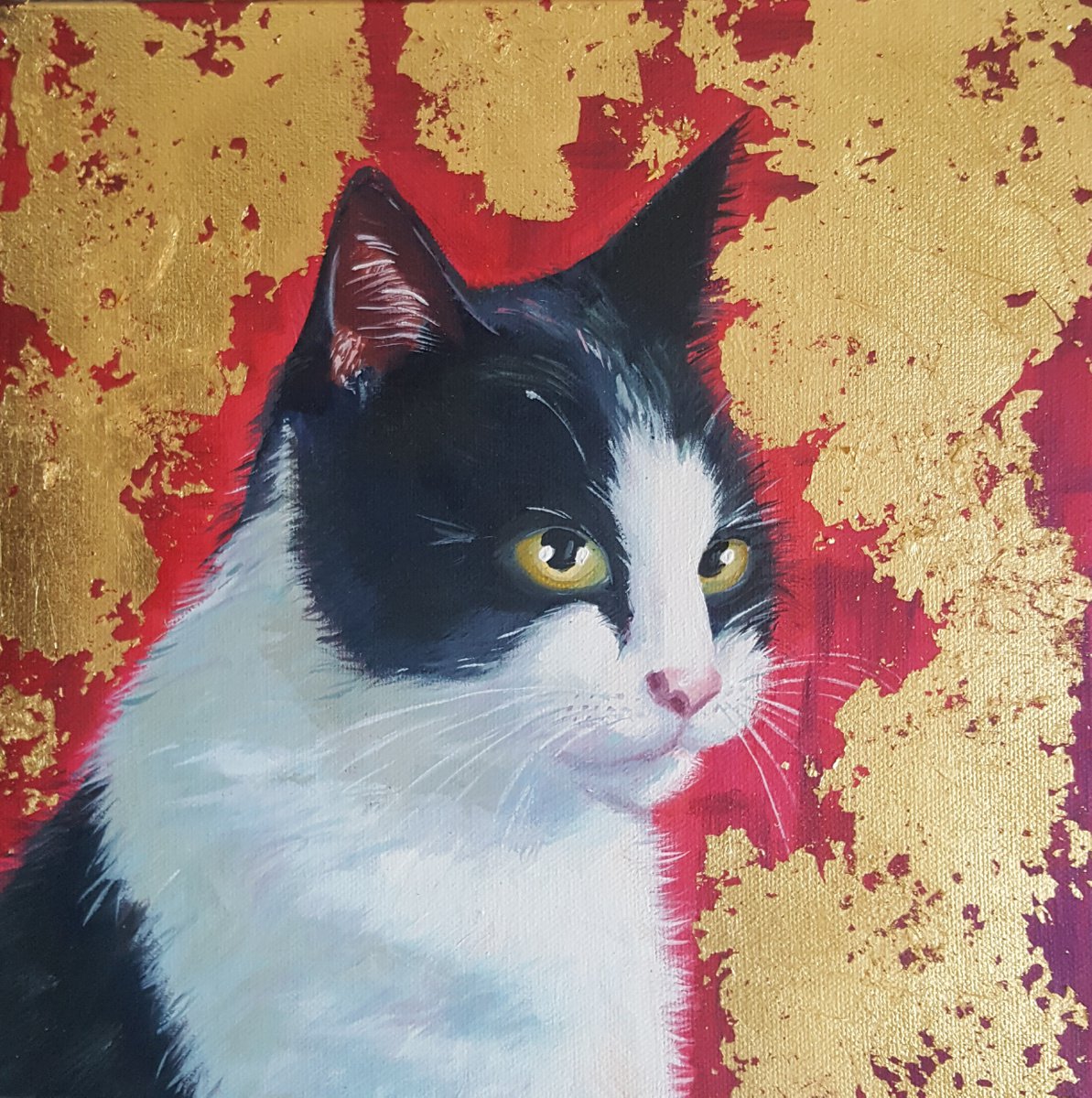 Tuxedo Cat painting by Mary Stubberfield