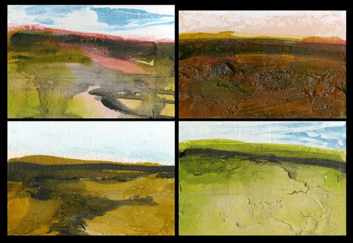 Dream Land Collection 8 - 4 Small Textural Landscape Paintings by Kathy Morton Stanion by Kathy Morton Stanion