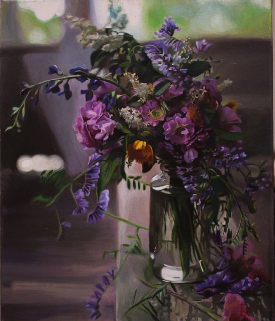 small bouquet in a glass jar