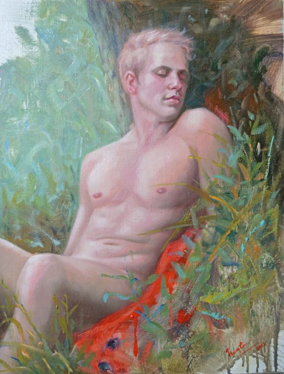 Oil paintingl male nude #16-4-13