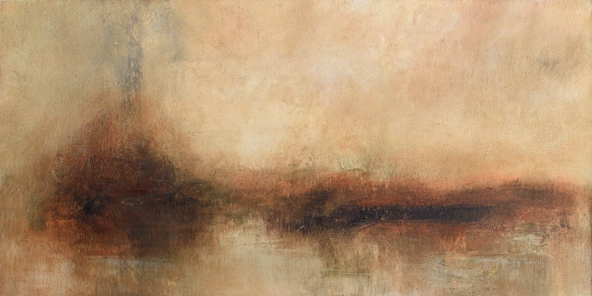 Impressionistic Landscape Oil Painting By Colin Slater, 10 X 5, Autumn Landcsape, Original Artwork