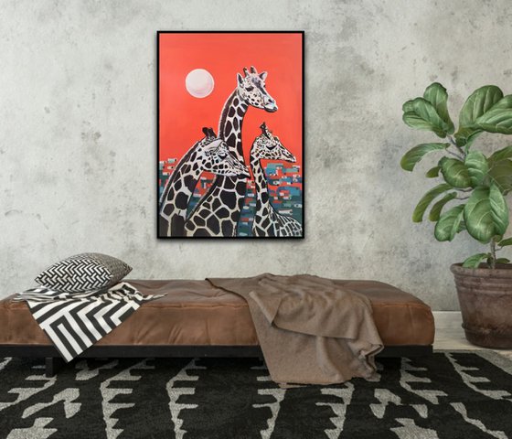 Giraffes / 100 X 70 cm