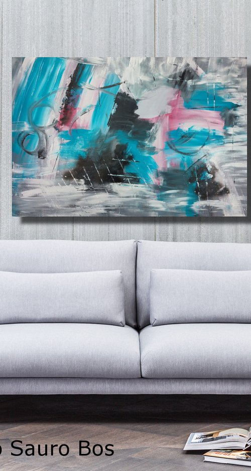 large paintings for living room/extra large painting/abstract Wall Art/original painting/painting on canvas 120x80-title-c667 by Sauro Bos