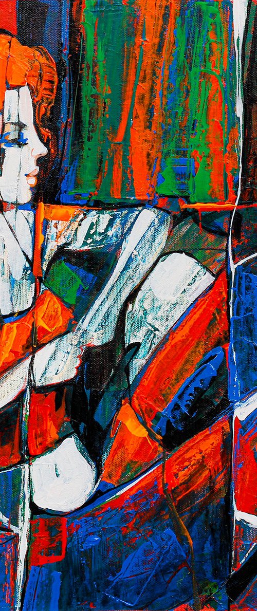 Woman with bird by ARTIST GURDISH PANNU
