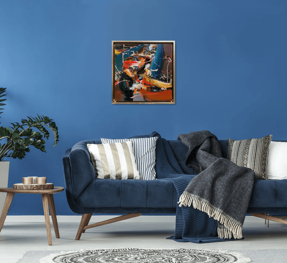 Spectacular framed abstract painting by master Ovidiu Kloska