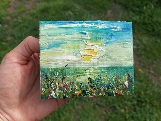 Morning Sun - mini oil on canvas