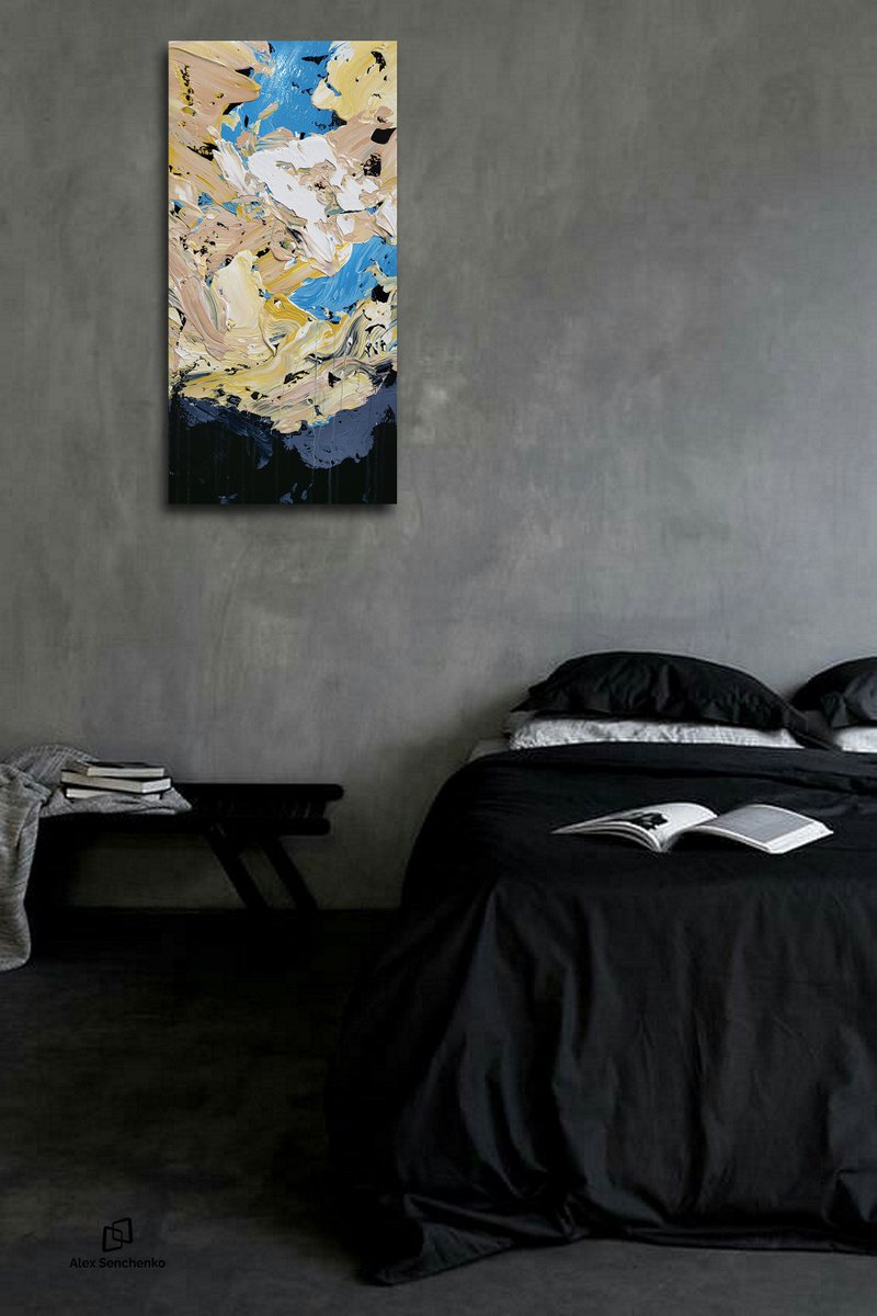 Abstract Acrylic Painting By Alex Senchenko, 20 X 39, Abstract 22111, Original Artwork