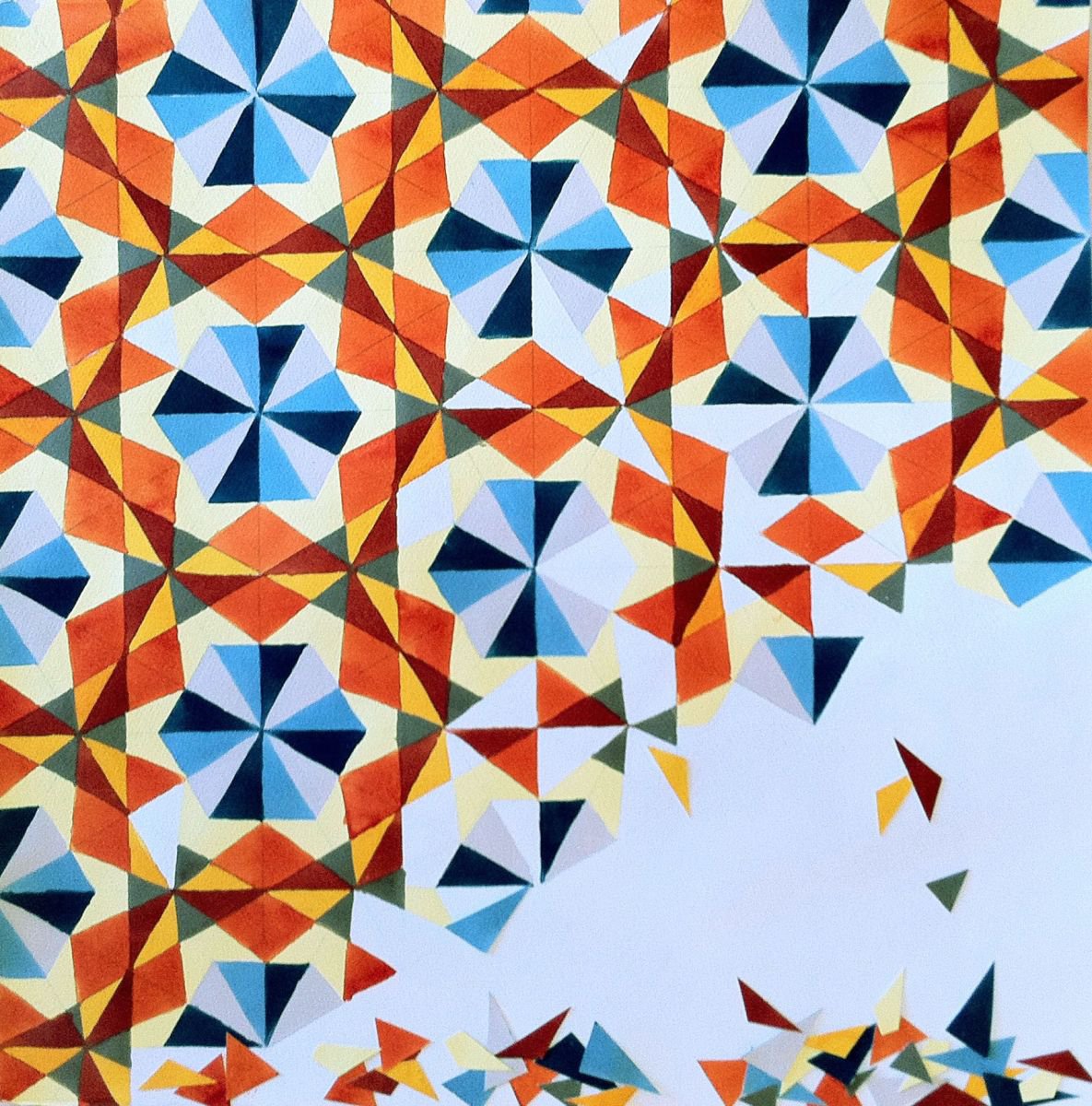 Abstract Collage By Kathy Ferguson, 22 X 22", Failed Escape, Original Artwork