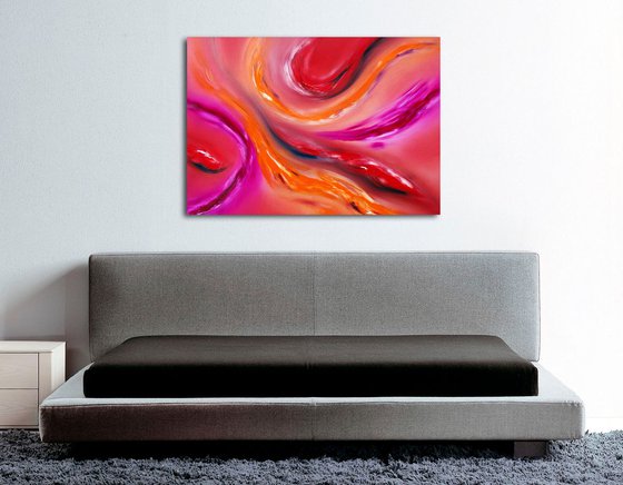 Osmosis II, 100x70 cm, Deep edge, LARGE XL, Original abstract painting, oil on canvas