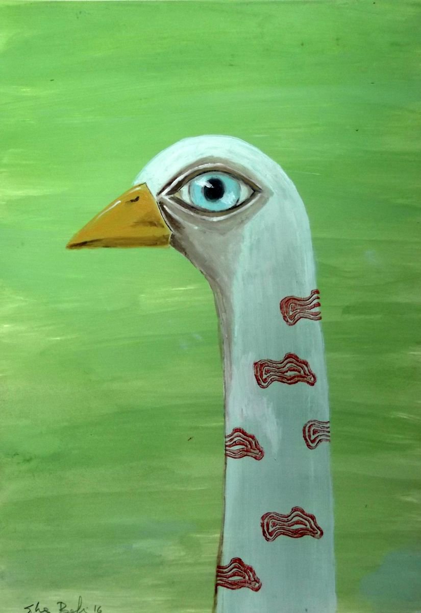The goose and the clouds - oil on paper by Silvia Beneforti