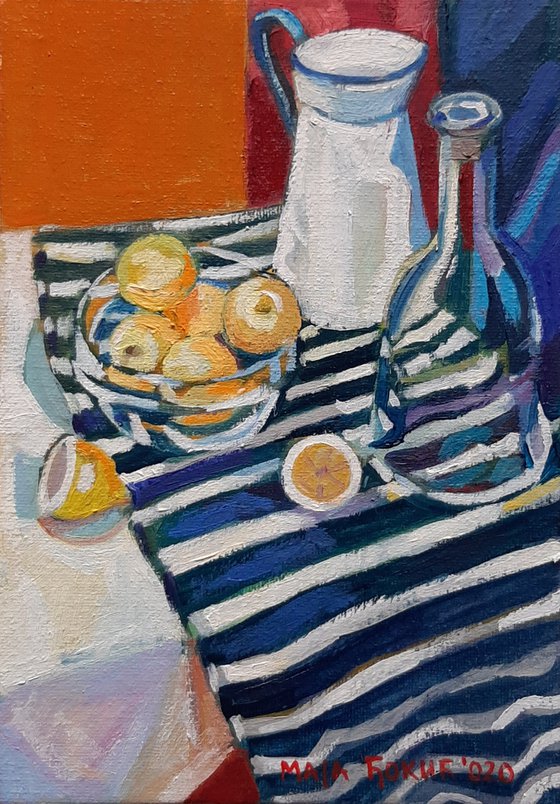 Still life with striped drapery