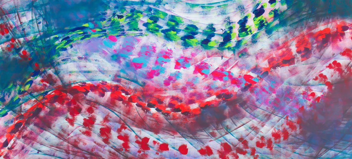 Expressive Abstract Acrylic Painting By Davide De Palma, 79 X 35, Unexpected, Original Artwork