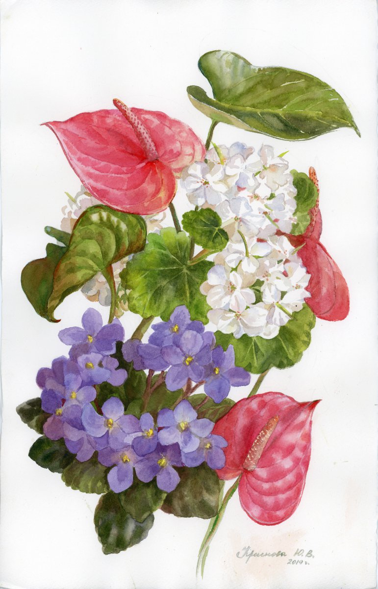 Photorealistic Botanical Watercolour By Yulia Krasnov, 11 X 18", Mom