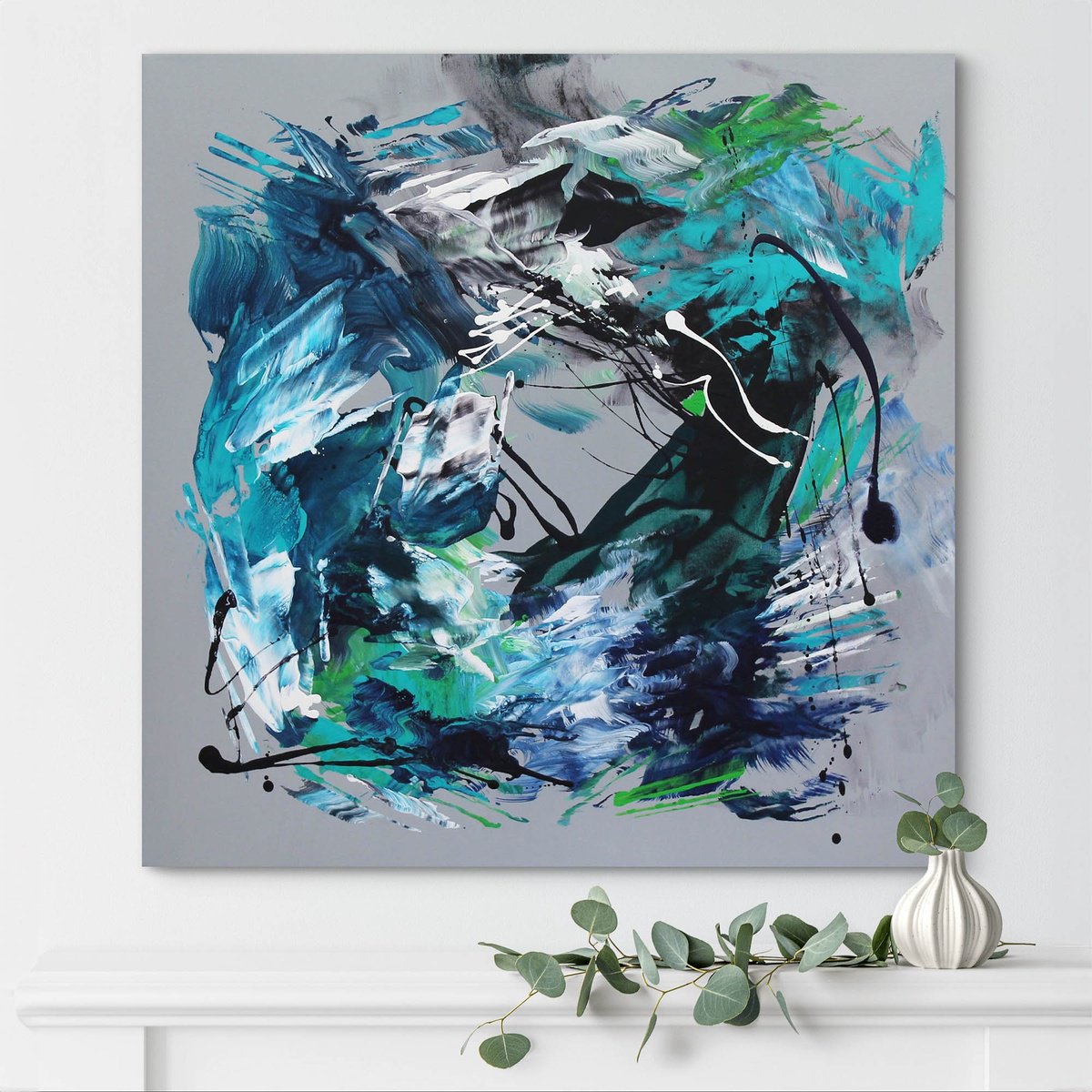 Abstract Acrylic Painting By Paresh Nrshinga Frsa, 34 X 34", Timeless Flow, Original Artwork