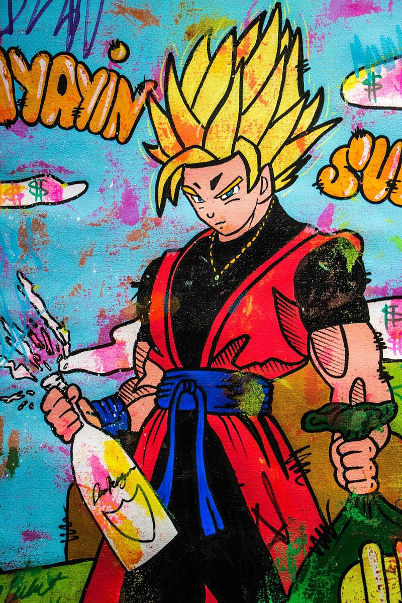 Urban And Pop Acrylic Painting , Sayayin Success Ft. Goku By Carlos Pun Art, 28 X 35, Artwork For Sale On Artfinder