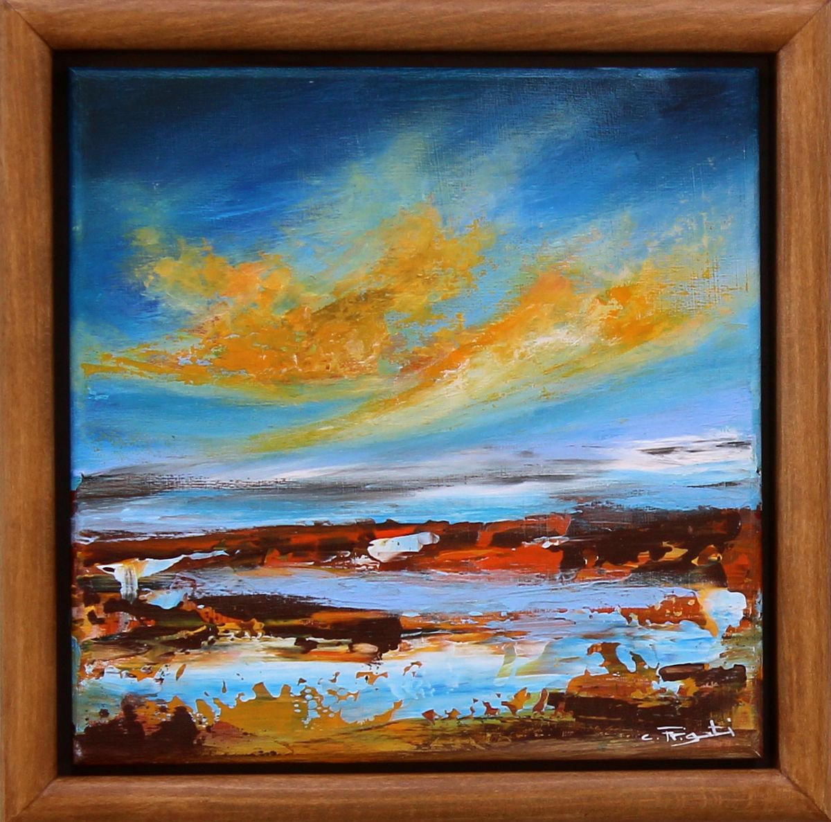 Sweet Afternoons - Framed original abstract landscape by Cecilia Frigati