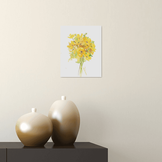 buttercup flowers watercolor painting