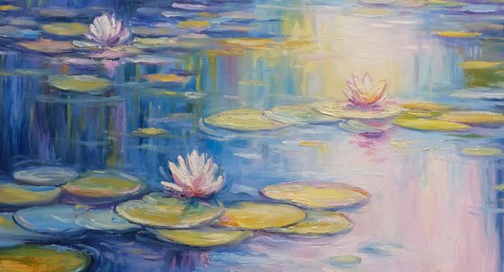 Morning on the Pond with Water Lilies