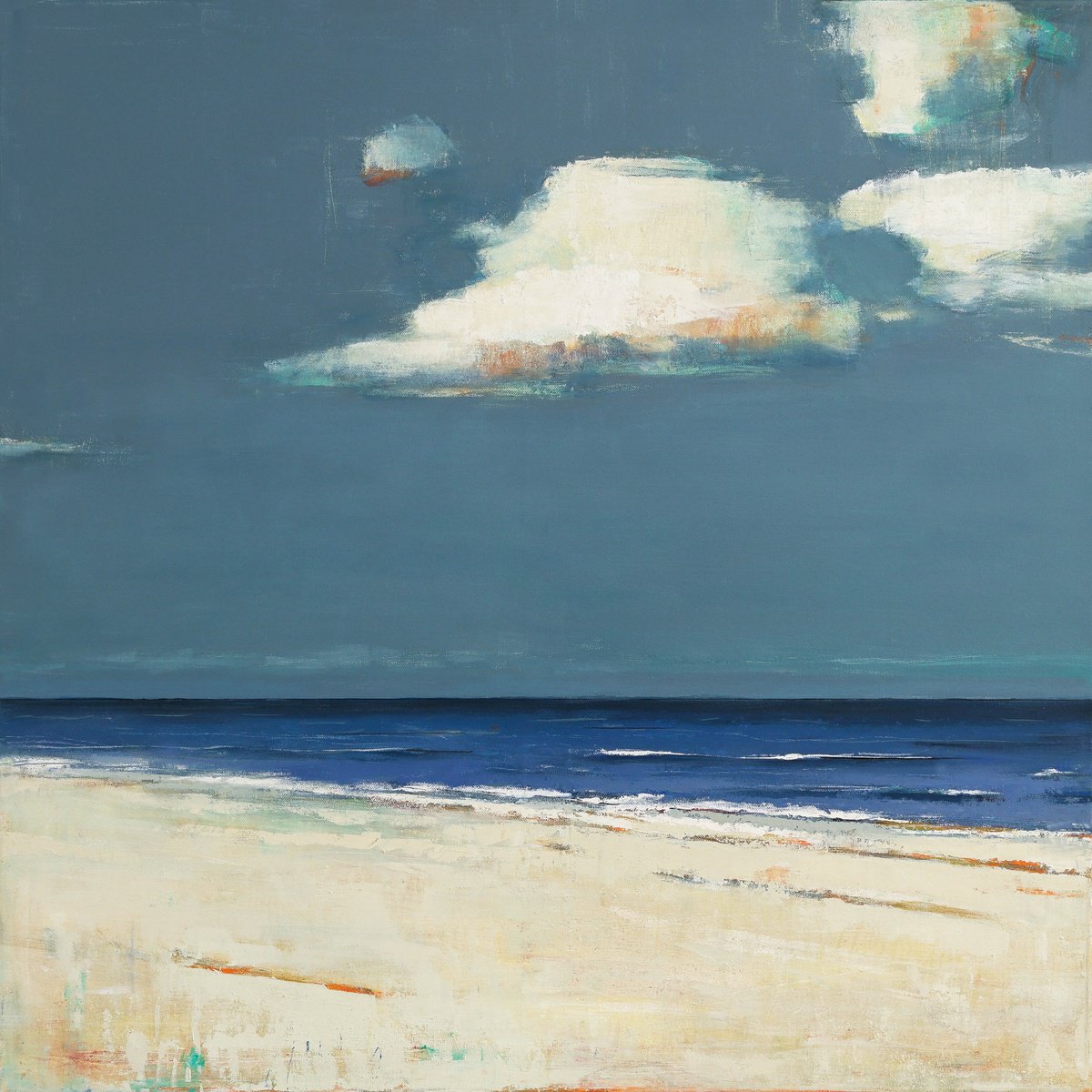 Impressionistic Landscape Acrylic Painting By Bo Kravchenko, 30 X 30, Clouds 30X30, Original Artwork