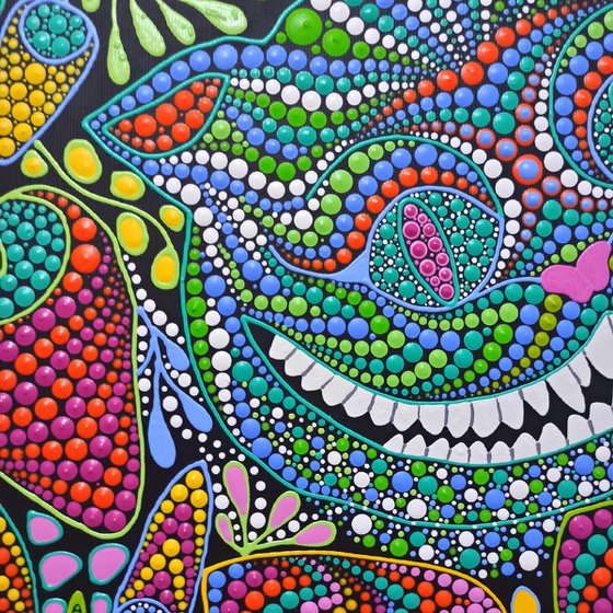 Cheshire cat with mushrooms