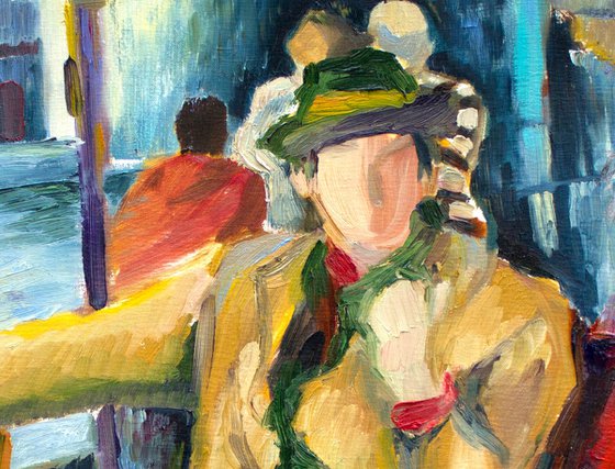 PARIS CAFE - original oil painting on canvas people cafe in Paris idea for gift home decor